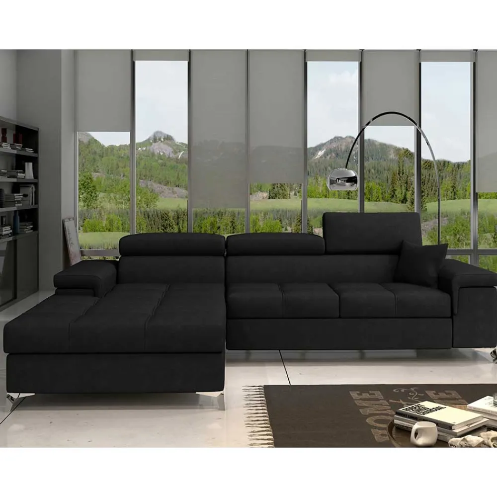Wohnen Sofas<Velours Ecksofa in Schwarz - Milwaukee