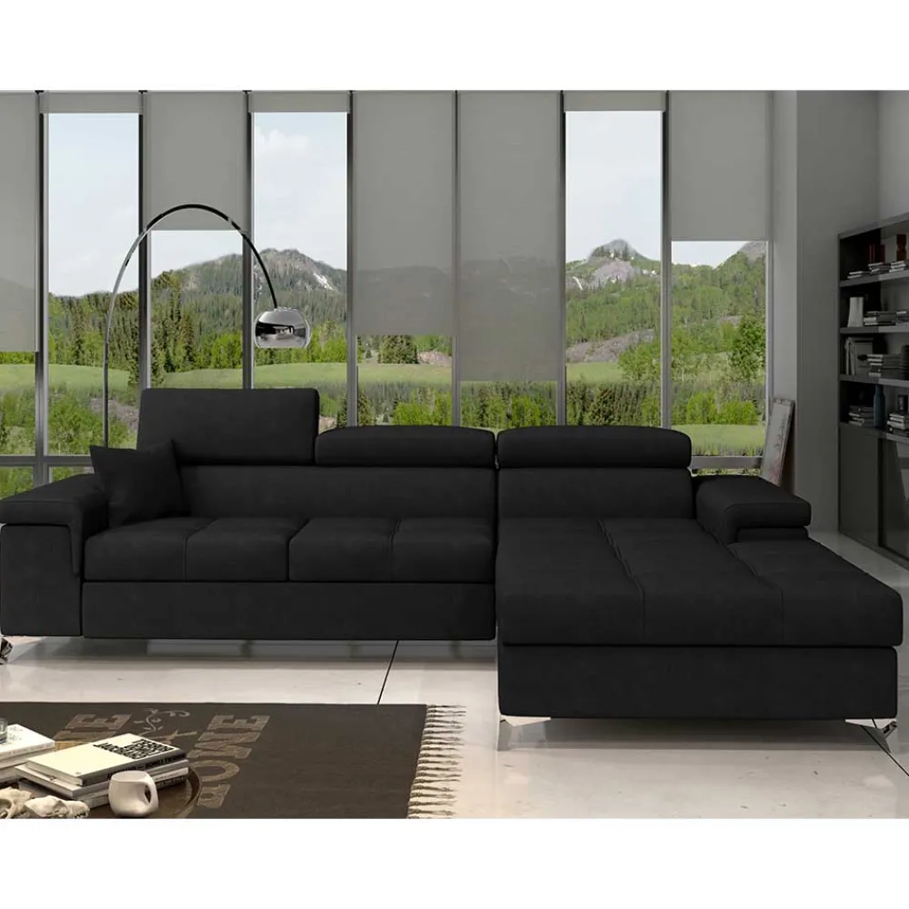 Wohnen Sofas<Velours Ecksofa in Schwarz - Milwaukee