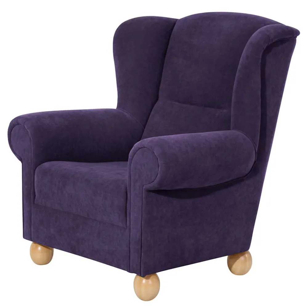 Wohnen Sessel<Velours Ohrensessel in Violett - Sotonio