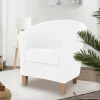 Wohnen Sessel<Velours Polsterssel in Creme und Buche - Potova
