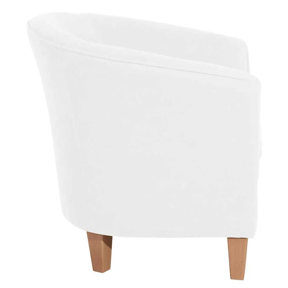 Wohnen Sessel<Velours Polsterssel in Creme und Buche - Potova