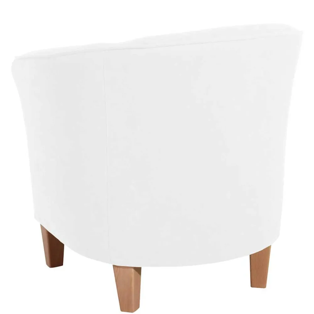 Wohnen Sessel<Velours Polsterssel in Creme und Buche - Potova