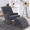 Wohnen Sessel<Velours Sessel in Anthrazit und Nussbaum - Izmael
