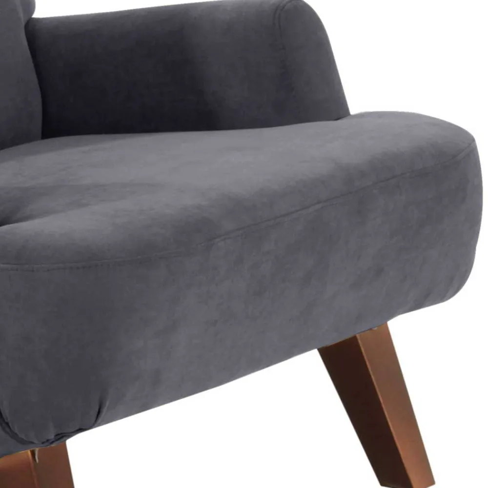 Wohnen Sessel<Velours Sessel in Anthrazit und Nussbaum - Izmael