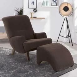 Wohnen Sessel<Velours Sessel in Braun mit Nussbaumfarben - Vastonia