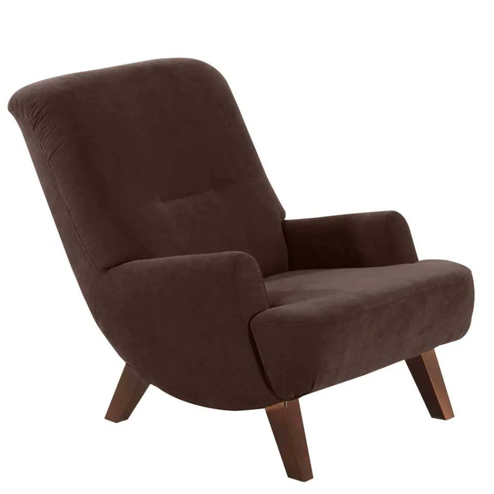Wohnen Sessel<Velours Sessel in Braun mit Nussbaumfarben - Vastonia
