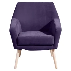Wohnen Sessel<Velours Sessel in Violett und Buche Natur - Cunnar