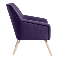 Wohnen Sessel<Velours Sessel in Violett und Buche Natur - Cunnar