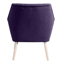Wohnen Sessel<Velours Sessel in Violett und Buche Natur - Cunnar