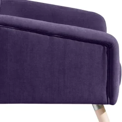 Wohnen Sessel<Velours Sessel in Violett und Buche Natur - Cunnar