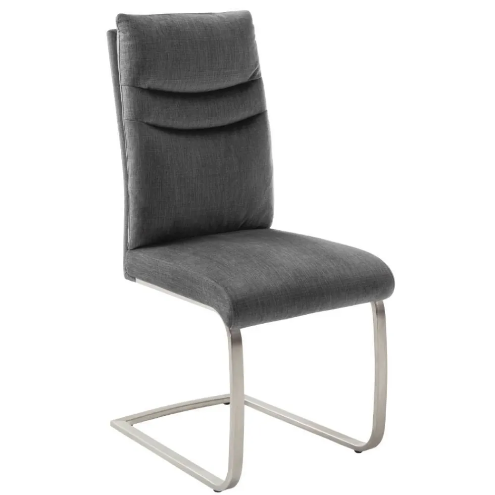 Wohnen Sessel<Velours-Freischwinger in Anthrazit - Vioriga (2er Set)