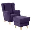 Wohnen Sessel<Velours-Ohrensessel in Violett mit Buche - Antonia