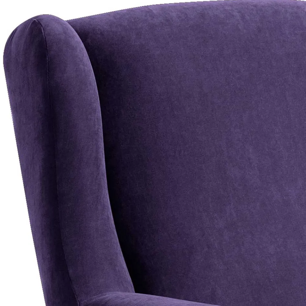 Wohnen Sessel<Velours-Ohrensessel in Violett mit Buche - Antonia