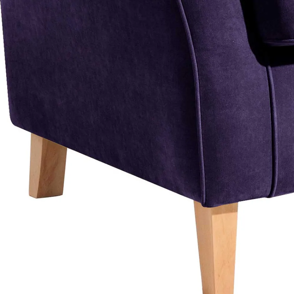 Wohnen Sessel<Velours-Ohrensessel in Violett mit Buche - Antonia
