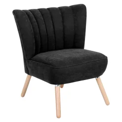 Wohnen Sessel<Velours-Sessel in Schwarz und Buche Natur - Avenzas