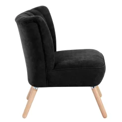 Wohnen Sessel<Velours-Sessel in Schwarz und Buche Natur - Avenzas