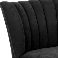 Wohnen Sessel<Velours-Sessel in Schwarz und Buche Natur - Avenzas