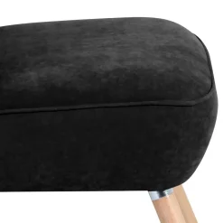 Wohnen Sessel<Velours-Sessel in Schwarz und Buche Natur - Avenzas