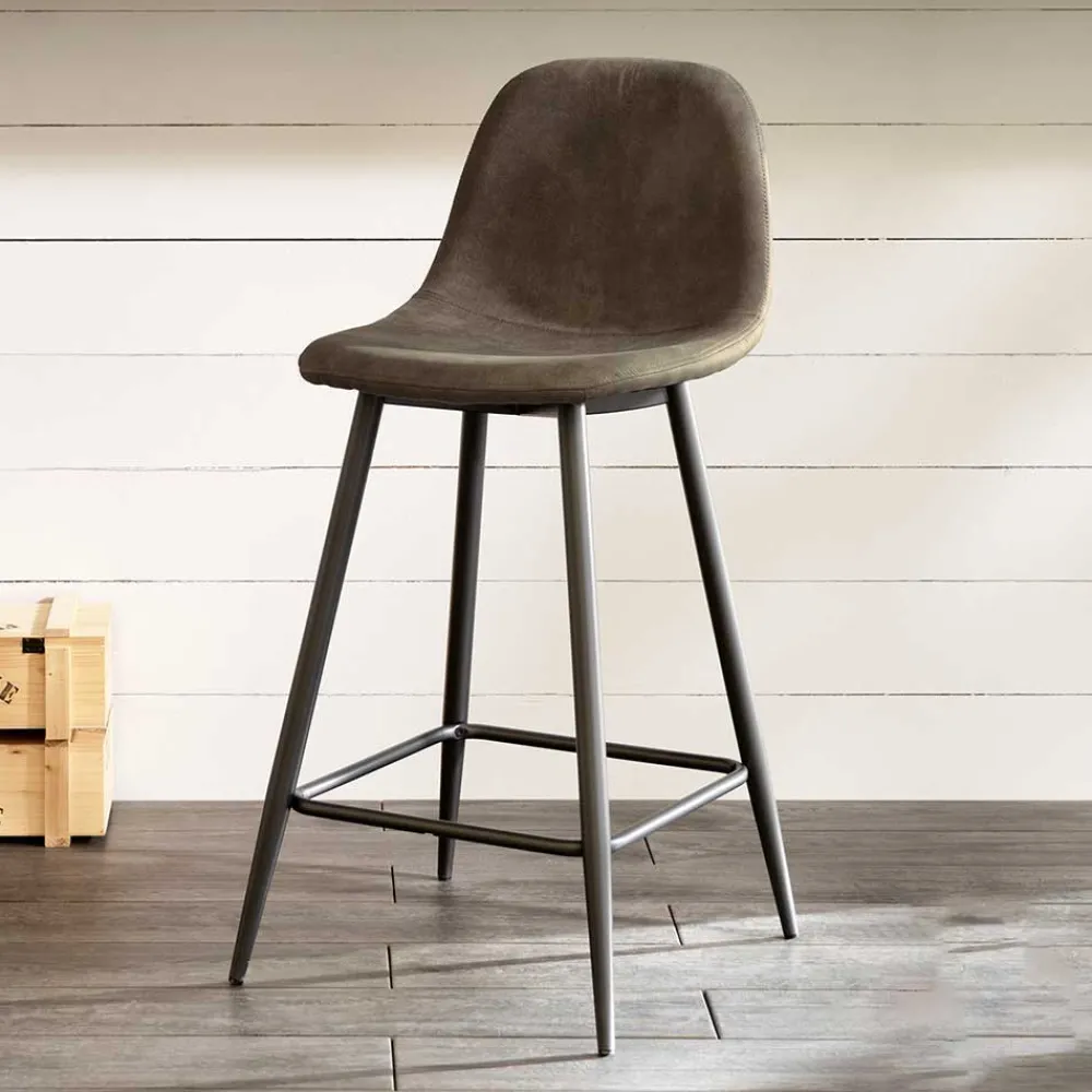 Wohnen Hocker<Vintage Barhocker mit Lehne Dorisa Kunstleder Taupe (2er Set)