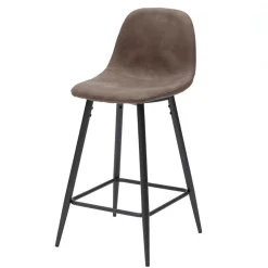 Wohnen Hocker<Vintage Barhocker mit Lehne Dorisa Kunstleder Taupe (2er Set)
