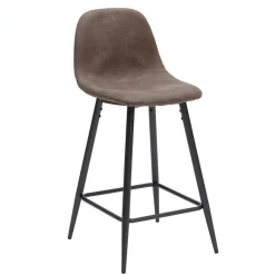 Wohnen Hocker<Vintage Barhocker mit Lehne Dorisa Kunstleder Taupe (2er Set)
