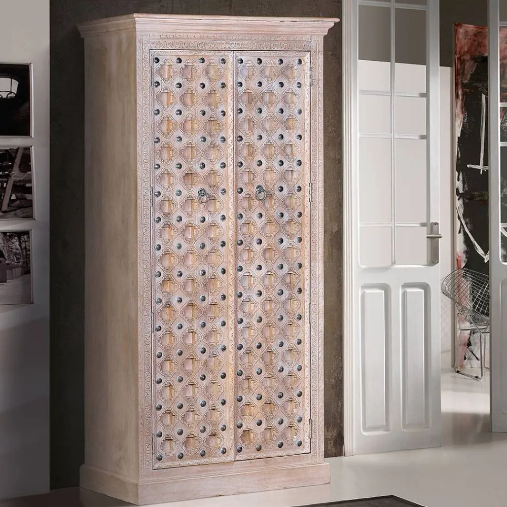 Wohnen Vitrinen<Vintage Design Schrank in White Wash - Uladan