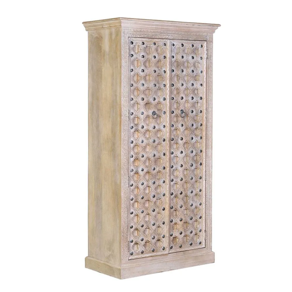 Wohnen Vitrinen<Vintage Design Schrank in White Wash - Uladan