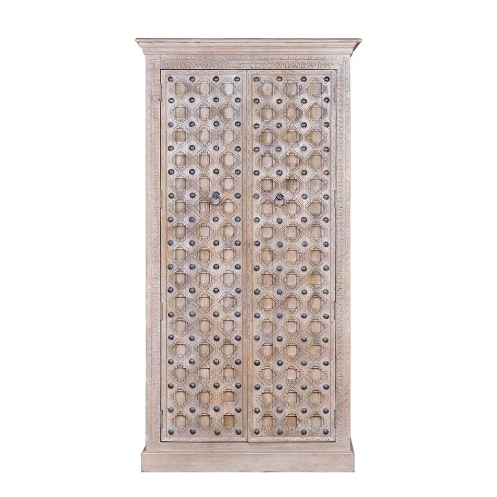 Wohnen Vitrinen<Vintage Design Schrank in White Wash - Uladan