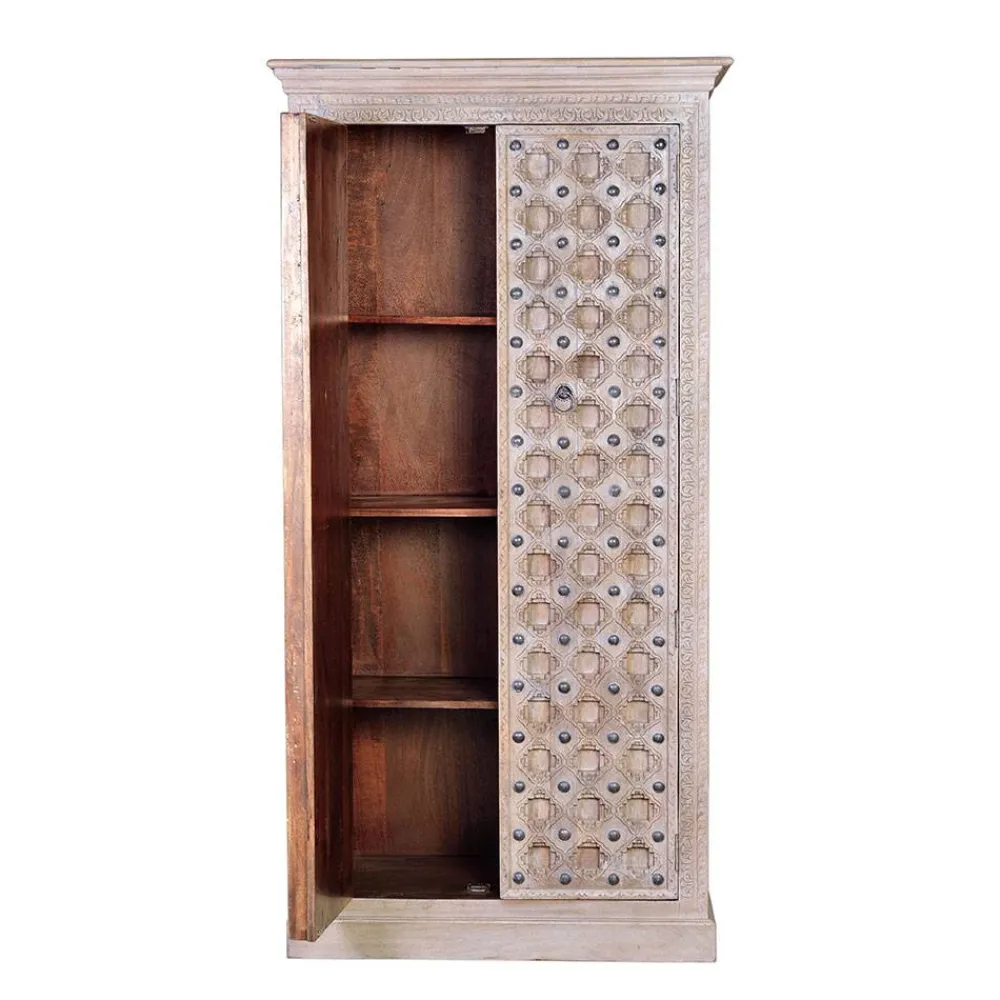 Wohnen Vitrinen<Vintage Design Schrank in White Wash - Uladan