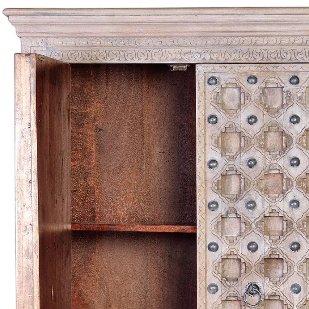 Wohnen Vitrinen<Vintage Design Schrank in White Wash - Uladan