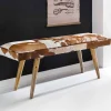 Wohnen Sitzbank<Vintage Landhaus Bank Ilusiana mit Fell Leder Holz 120cm