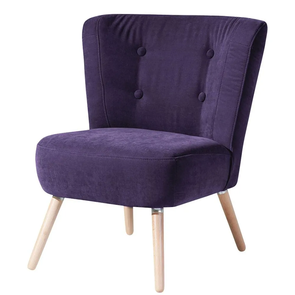 Wohnen Sessel<Vintage Look Sessel in Violett Velours - Casir