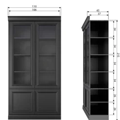 Wohnen Vitrinen<Vintage Vitrinenschrank in Schwarz - Graddos