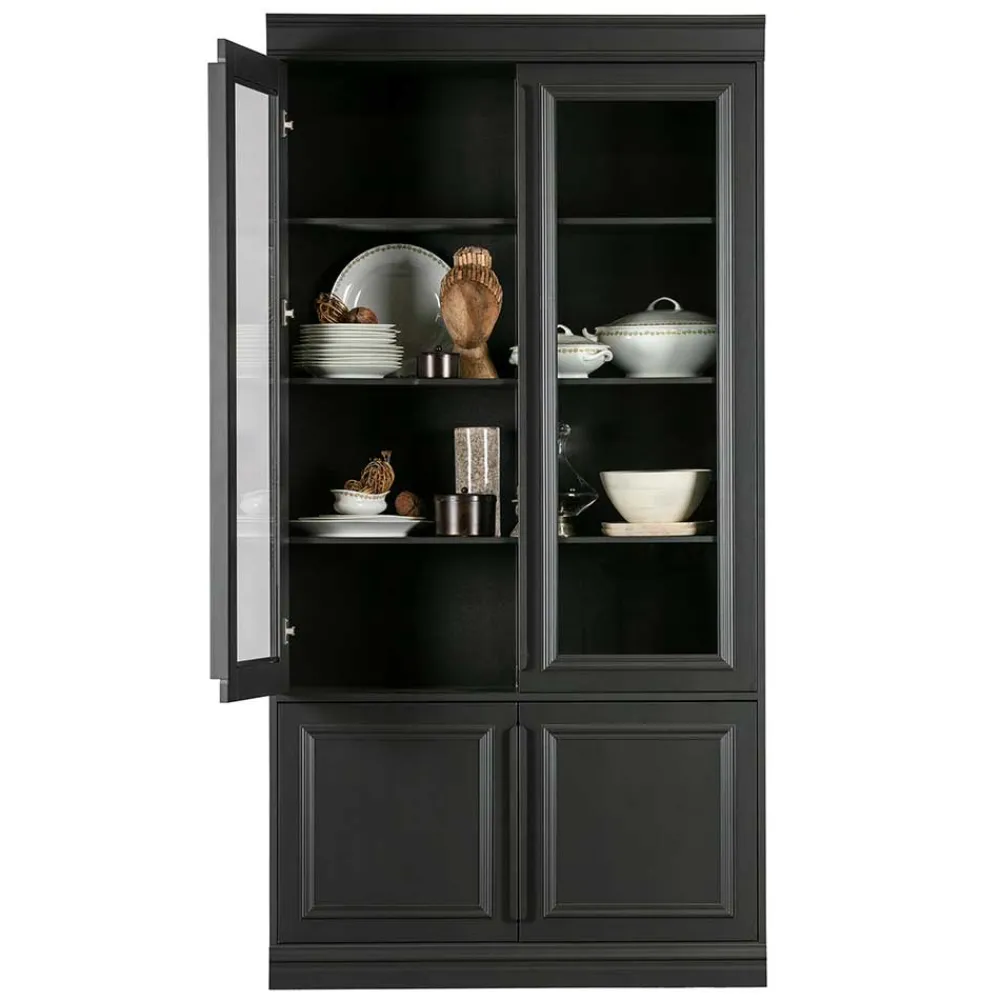 Wohnen Vitrinen<Vintage Vitrinenschrank in Schwarz - Graddos