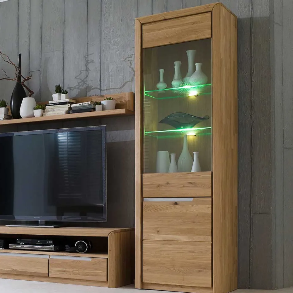 Wohnen Vitrinen<Vitrine Croconia aus Wildeiche massiv Bianco geölt
