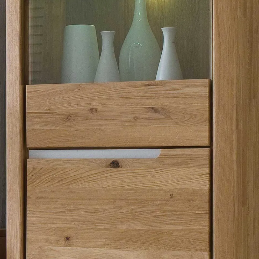 Wohnen Vitrinen<Vitrine Croconia aus Wildeiche massiv Bianco geölt