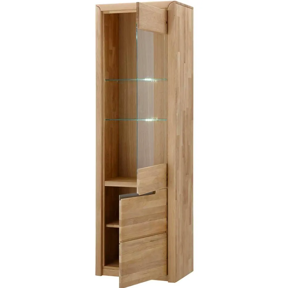 Wohnen Vitrinen<Vitrine Croconia aus Wildeiche massiv Bianco geölt