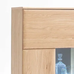 Wohnen Highboards|Vitrinen<Vitrine Highboard optional mit LED Pontros Eiche Bianco teilmassiv