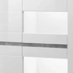 Wohnen Vitrinen|Schränke<Vitrine in Weiß hochglänzend Mextra mit Absetzung Beton Optik