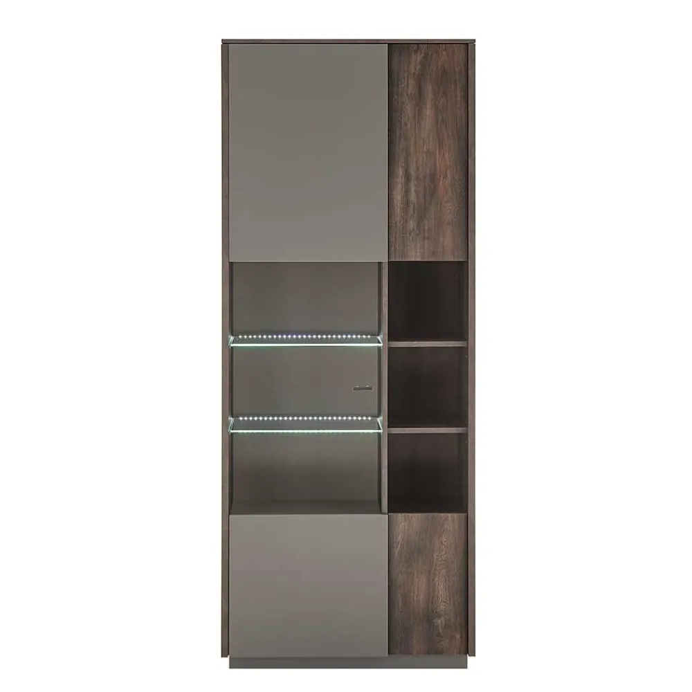 Wohnen Vitrinen<Vitrine Schrank in Anthrazit und Eiche Dunkel - Mundo