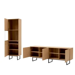 Wohnen Wohnwände<Vitrine und TV-Board Set - Jaskin (zweiteilig)