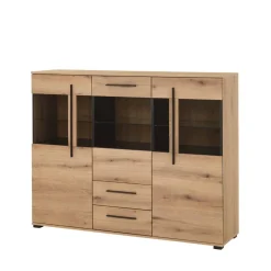 Wohnen Kommoden<Vitrinen-Highboard in Eiche Holzoptik - Brocus