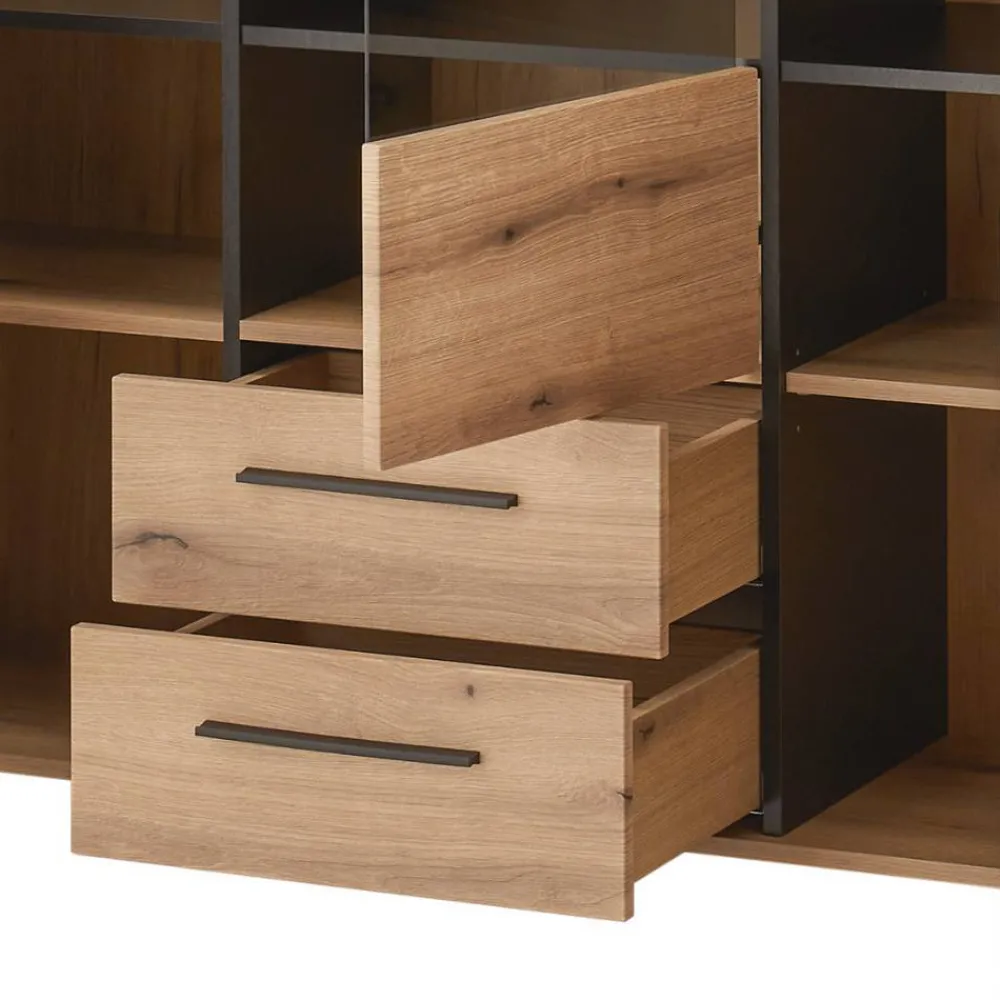 Wohnen Kommoden<Vitrinen-Highboard in Eiche Holzoptik - Brocus