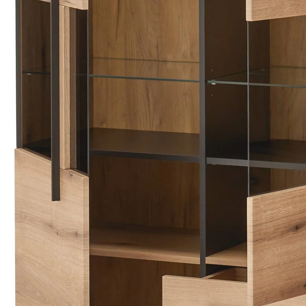 Wohnen Kommoden<Vitrinen-Highboard in Eiche Holzoptik - Brocus