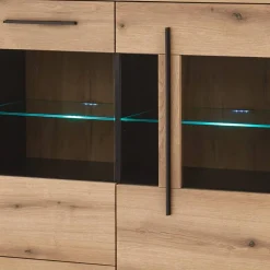 Wohnen Kommoden<Vitrinen-Highboard in Eiche Holzoptik - Brocus