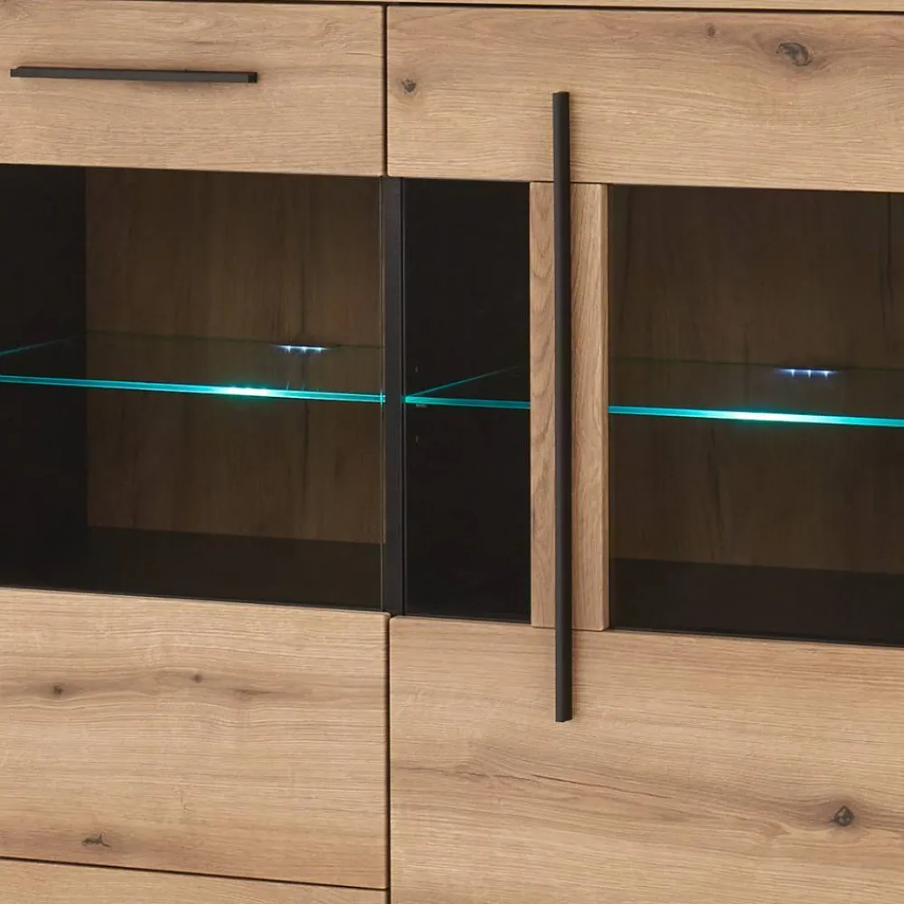 Wohnen Kommoden<Vitrinen-Highboard in Eiche Holzoptik - Brocus