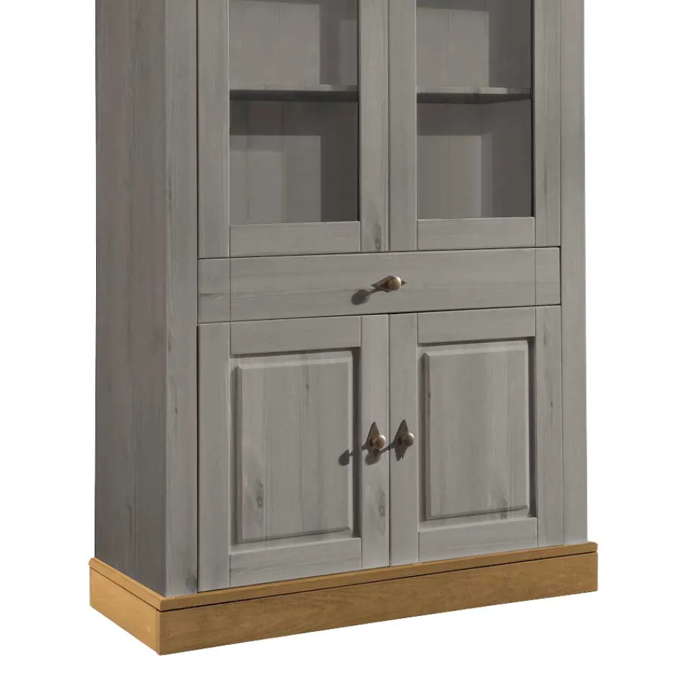 Wohnen Vitrinen<Vitrinenschrank Cempino in Grau und Natur