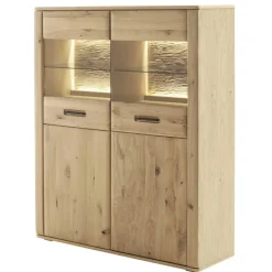 Wohnen Highboards<Vitrinenschrank in Asteiche Hell - Jevedaz