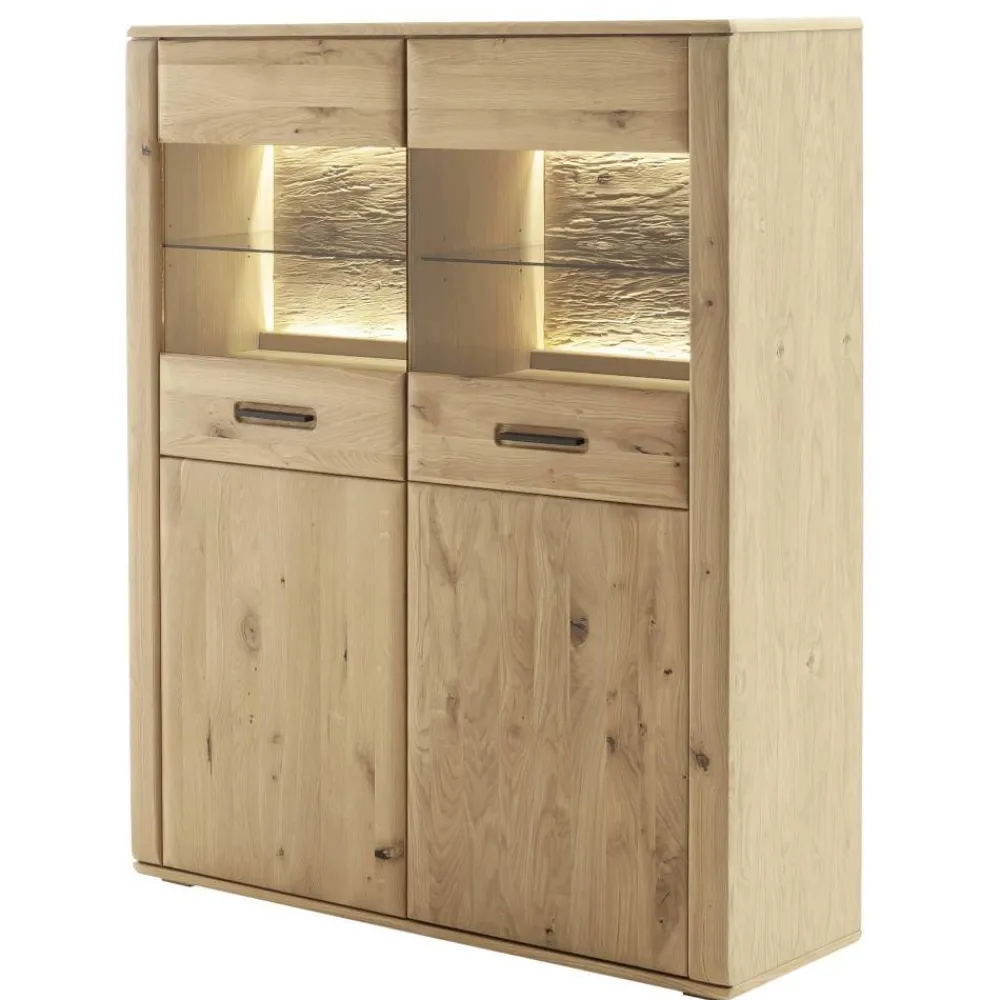 Wohnen Highboards<Vitrinenschrank in Asteiche Hell - Jevedaz
