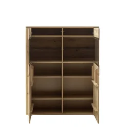 Wohnen Highboards<Vitrinenschrank in Asteiche Hell - Jevedaz